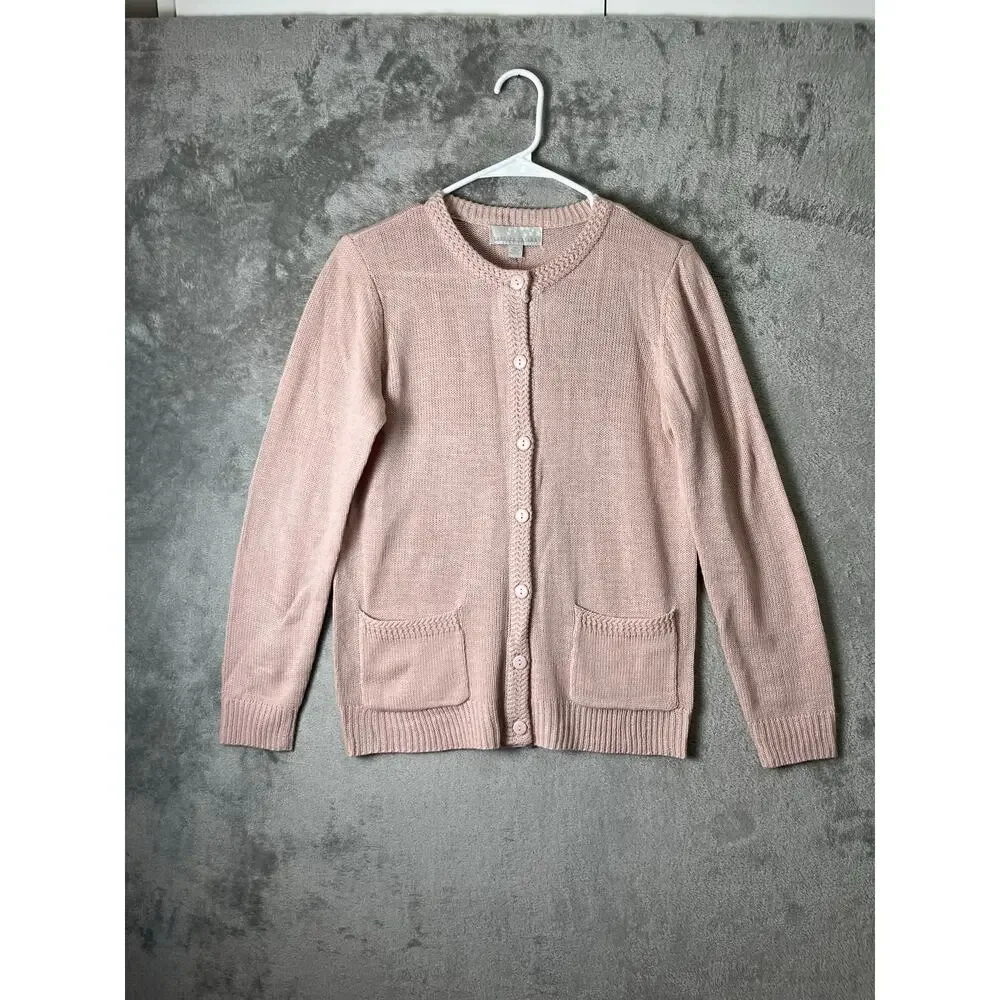 Soft Girl Blush Pink Knit Cardigan Button‎ Front Cottagecore Coquette Kawaii NEW